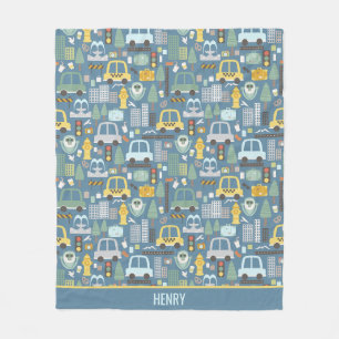 City Transportation Kids Personalized Fleece Blanket