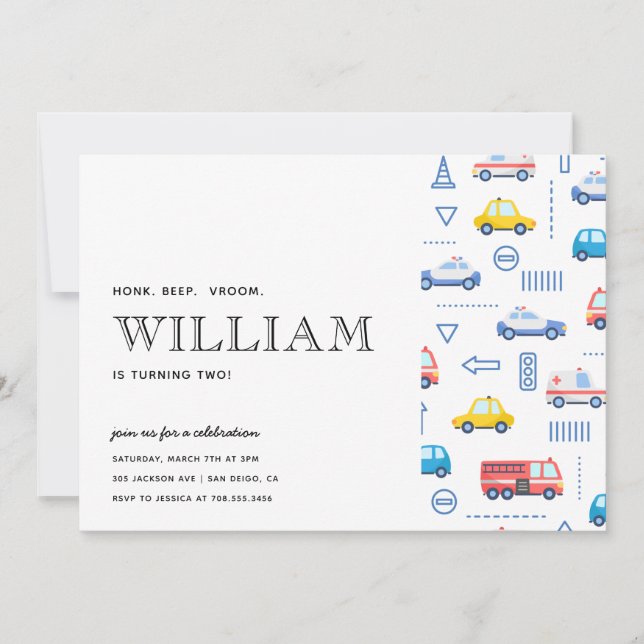 City Transportation Truck Second Birthday Party Invitation (Front)