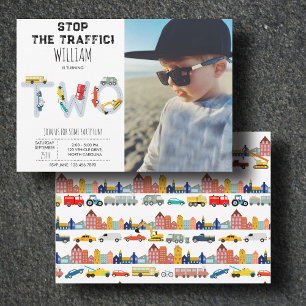 City Transportation Vehicles Second Birthday Photo