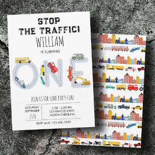 City Transportation Vehicles Truck First Birthday