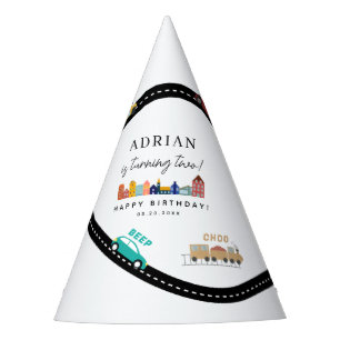 City Transportation Vehicles Truck Second Birthday Party Hat