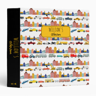 City Transportation Vehicles Trucks Cars Kids Binder