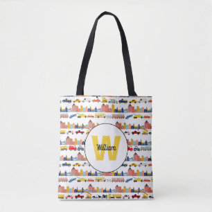 City Transportation Vehicles Trucks Cars Kids Tote Bag