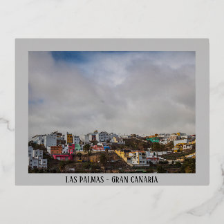 City view of Las Palmas Foil Holiday Postcard