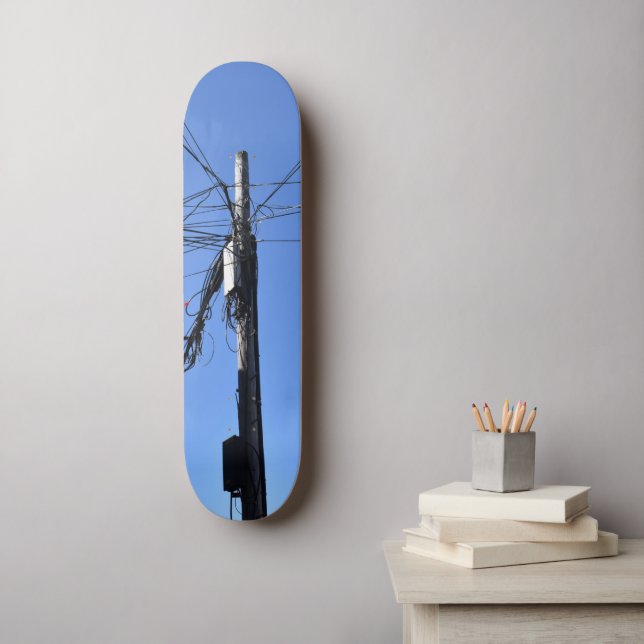 City Wires and Pole  Skateboard (Wall Art)