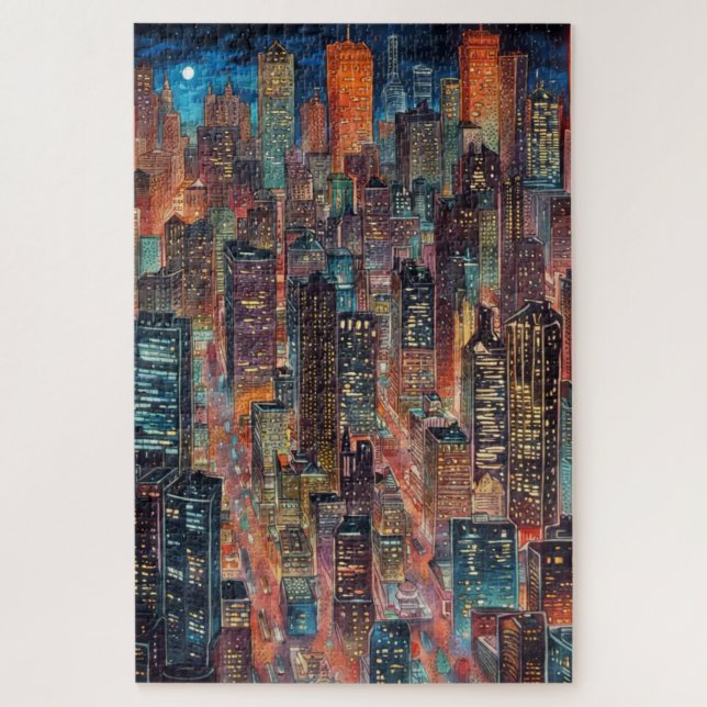 Cityscape At Night Jigsaw Puzzle (Vertical)