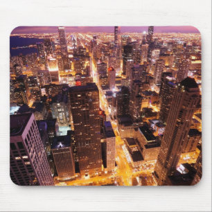 Cityscape at night of Chicago Mouse Pad