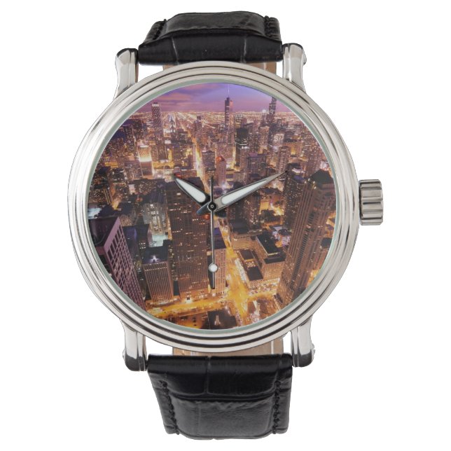 Cityscape at night of Chicago Watch (Front)