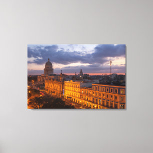 Cityscape at sunset, Havana, Cuba Canvas Print
