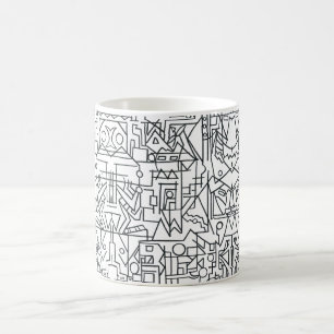 Cityscape-Black And White Modern Geometric  Coffee Mug