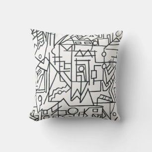 Cityscape-Black And White Modern Geometric Throw Pillow
