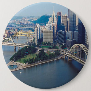CITYSCAPE-BRIDGES 6 INCH ROUND BUTTON