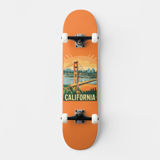 Cityscape California Eye-Catching Vector Design Skateboard (Front)