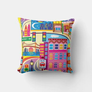 Cityscape Colours Throw Pillow