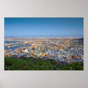 Cityscape From Summit Of Signal Hill At Dusk Poster