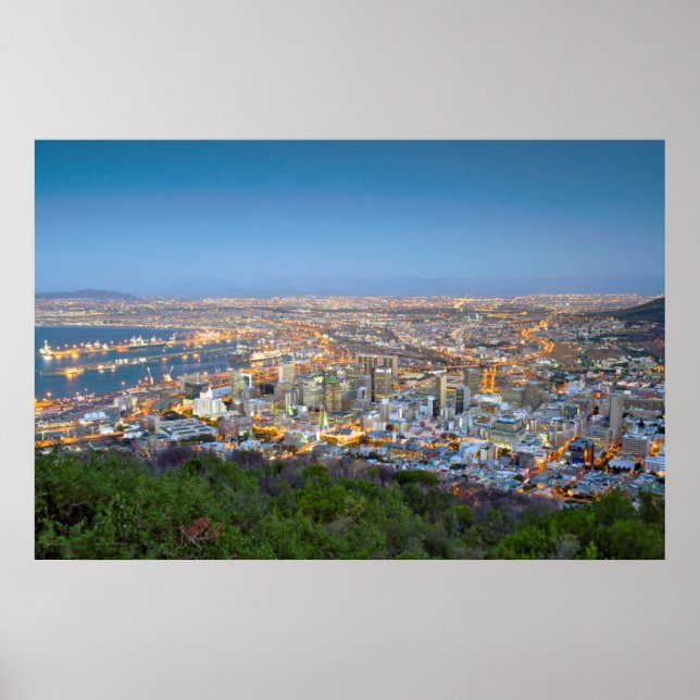 Cityscape From Summit Of Signal Hill At Dusk Poster (Front)