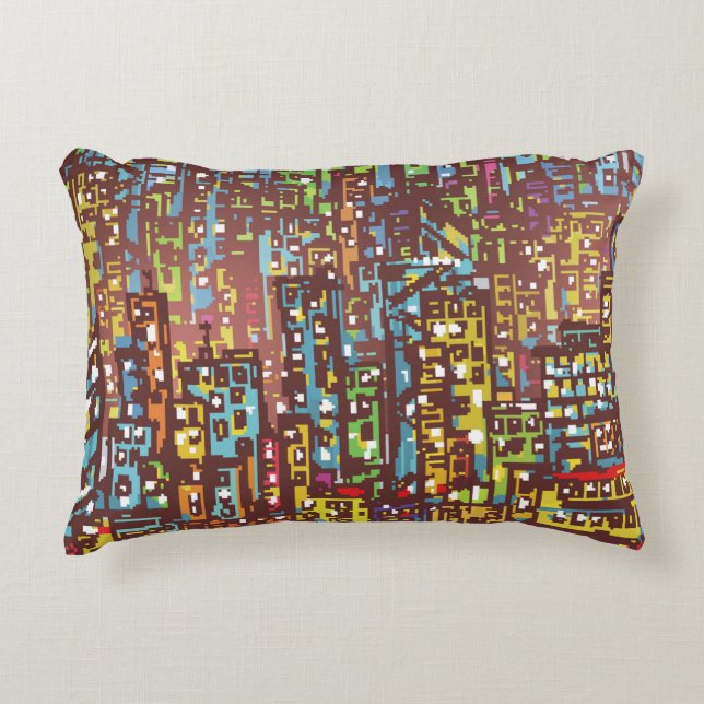 Cityscape hand drawn illustrationart,street,city,s accent pillow (Front)