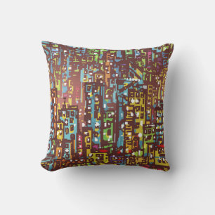 Cityscape hand drawn illustrationart,street,city,s throw pillow
