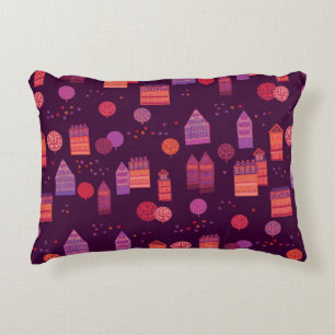 Cityscape hand drawn seamless pattern accent pillow