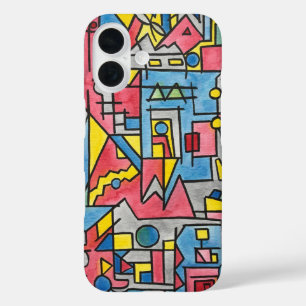 Cityscape-Hand Painted Modern Bauhaus Geometric  iPhone 16 Case