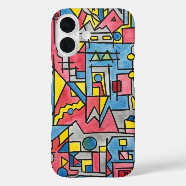 Cityscape-Hand Painted Modern Bauhaus Geometric  Case-Mate iPhone Case (Back)