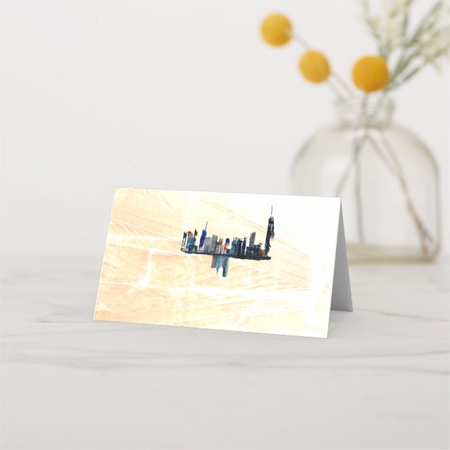 Cityscape London Painted Landscape  Wedding     Place Card (Front)