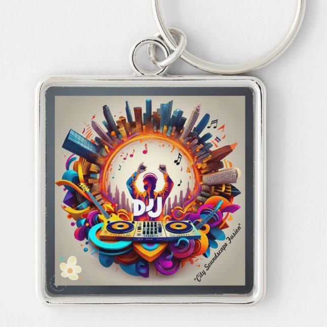 "Cityscape Musical Flow" Keychain (Front)
