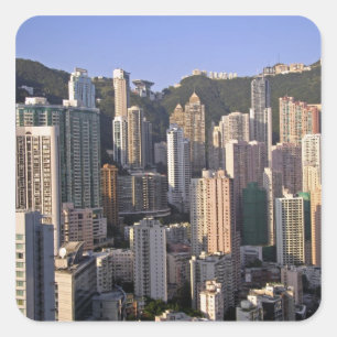 Cityscape of Hong Kong, China Square Sticker