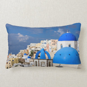 Cityscape of Santorini, Greece Lumbar Pillow