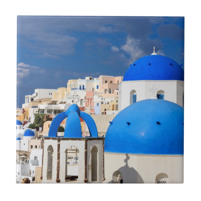 Cityscape of Santorini, Greece Tile (Front)