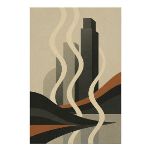 Cityscape Smoke - City Art Deco Poster