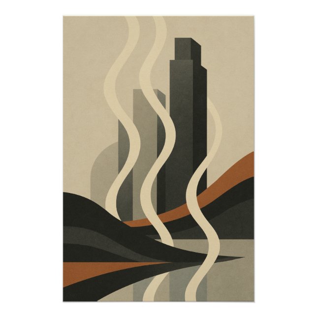 Cityscape Smoke - City Art Deco Poster (Front)