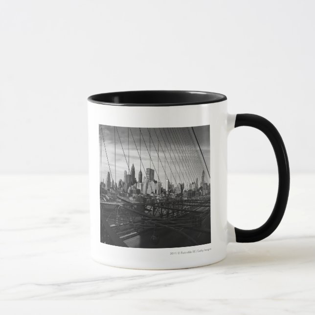 Cityscape through bridge cables mug (Right)