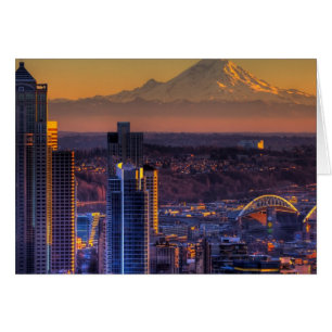 Cityscape view of Seattle downtown, football