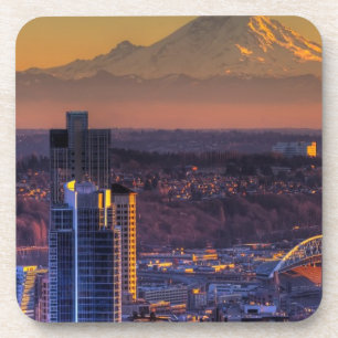 Cityscape view of Seattle downtown, football Coaster