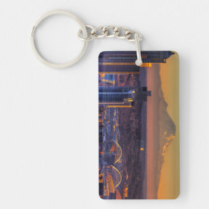 Cityscape view of Seattle downtown, football Keychain