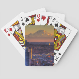 Cityscape view of Seattle downtown, football Playing Cards
