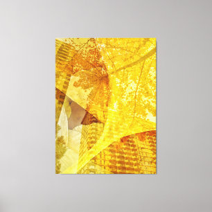 Cityscape with Autumn Leaves Canvas Print