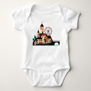 Cityscape with Ferris wheel Baby Bodysuit
