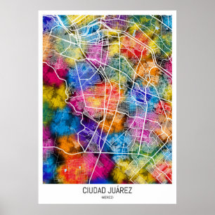 Ciudad Juárez Mexico Map Poster