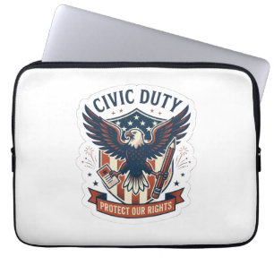 Civic Duty Eagle – Patriotic Protect Our Rights  Laptop Sleeve