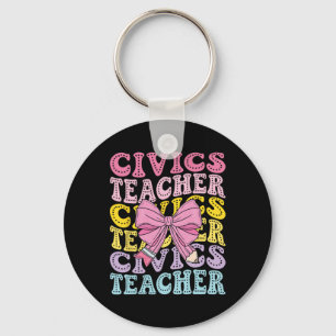 Civics Teacher Citizenship Political Science Back Keychain