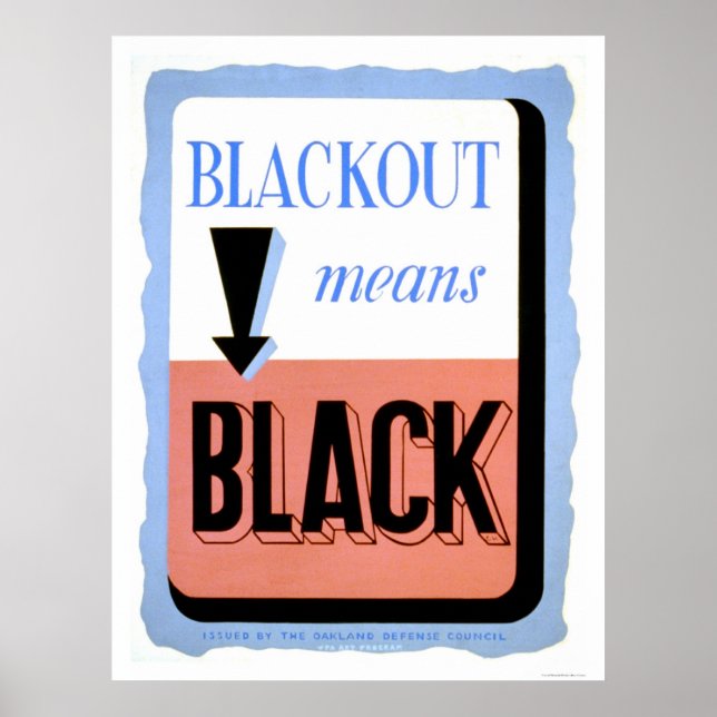 Civil Defence Blackout 1942 WPA Poster (Front)