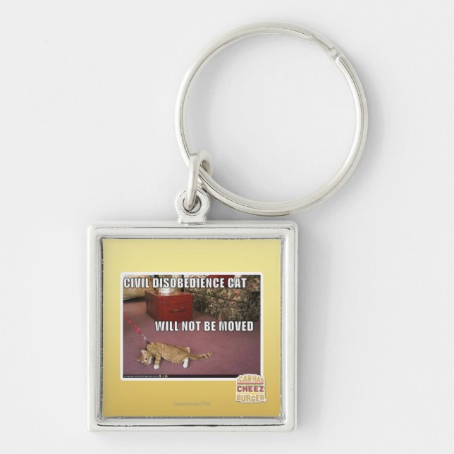 Civil Disobedience Cat Keychain (Front)