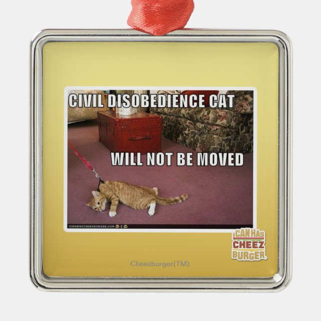 Civil Disobedience Cat Metal Ornament (Front)