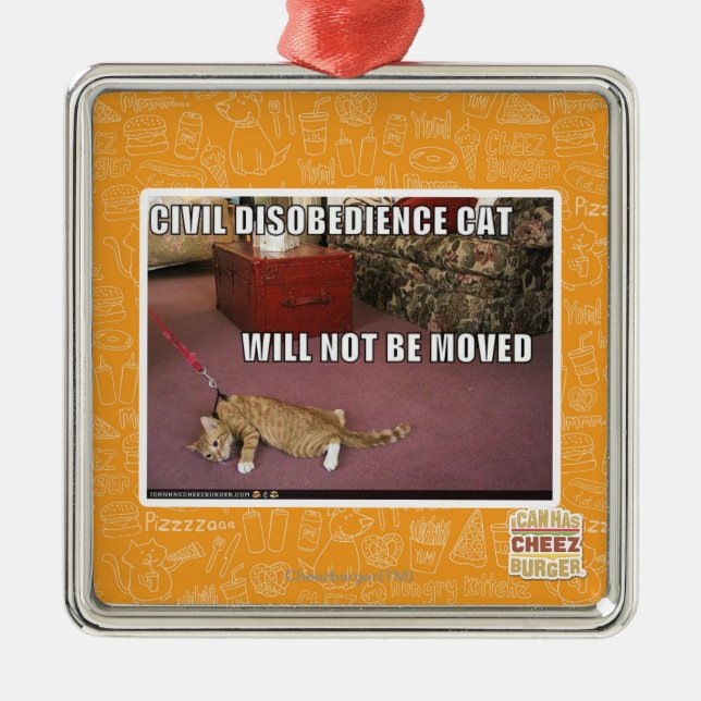 Civil Disobedience Cat Metal Ornament (Front)