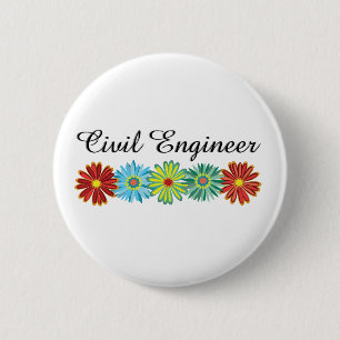 Civil Engineer Asters 2 Inch Round Button