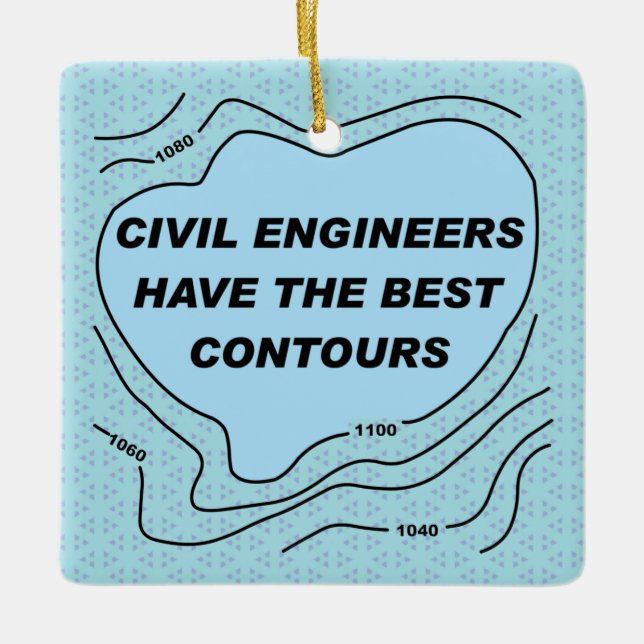Civil Engineer Blue Contours Ceramic Ornament (Front)
