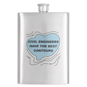 Civil Engineer Blue Contours Hip Flask