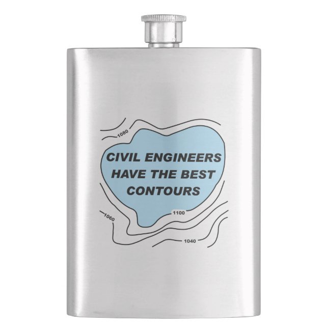 Civil Engineer Blue Contours Hip Flask (Front)